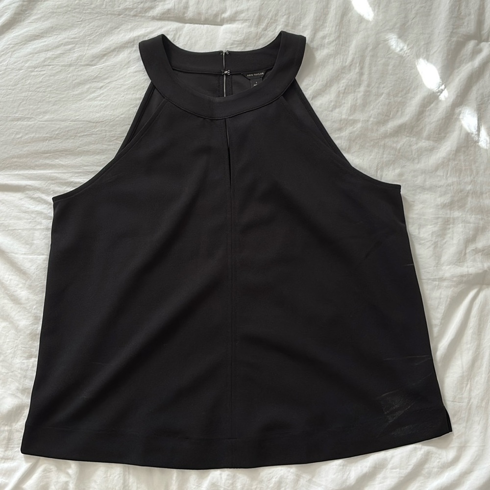Ann Taylor, sleeveless blouse, Black, Size L, never worn, tags still on